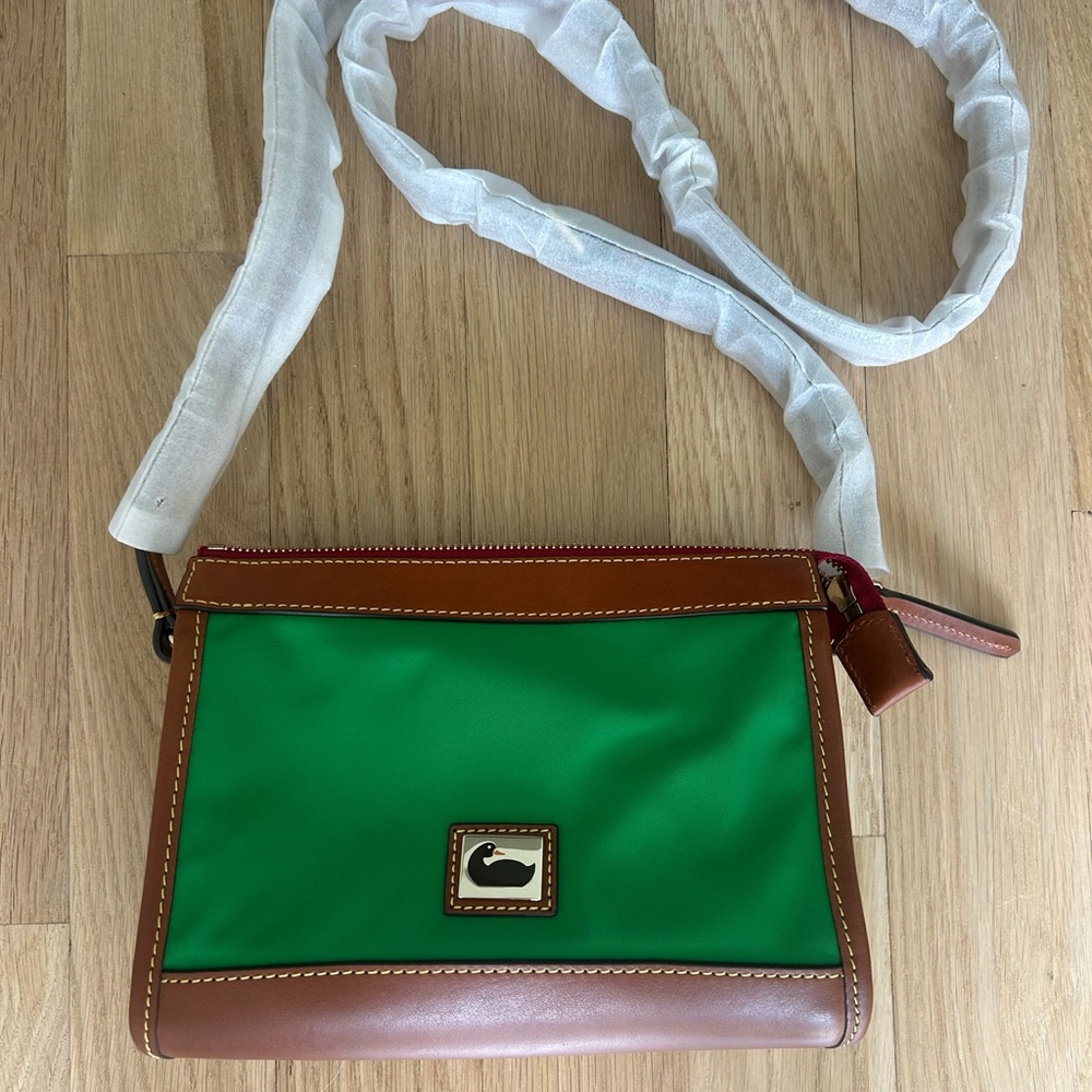 New Dooney & Bourke Wayfarer Zip Green and Brown Crossbody Bag